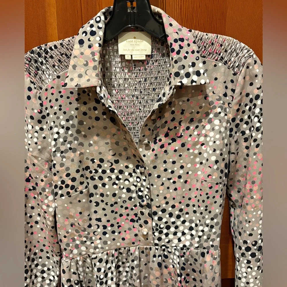 Kate Spade Soirée Dot Smocked Dress - Picture 5 of 13
